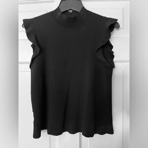 Ann Taylor Black Ruffle Sleeve Blouse